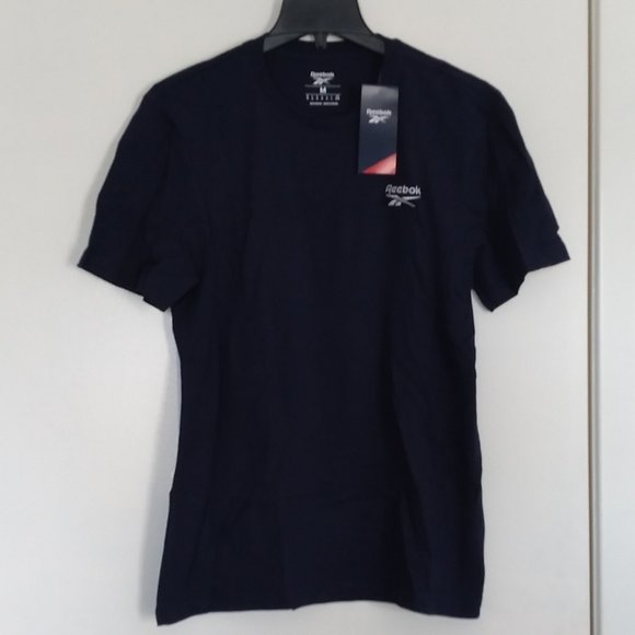 🆕Reebok Men's Standard Training E. Graphic T-Shirt,Vector Navy/Small White Logo - Picture 9 of 14